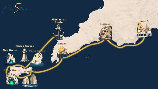 Coastal route map for Cinque Mare, Italy
