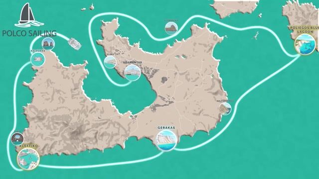 Animated cruising-ground map for Polco Sailing, Greece